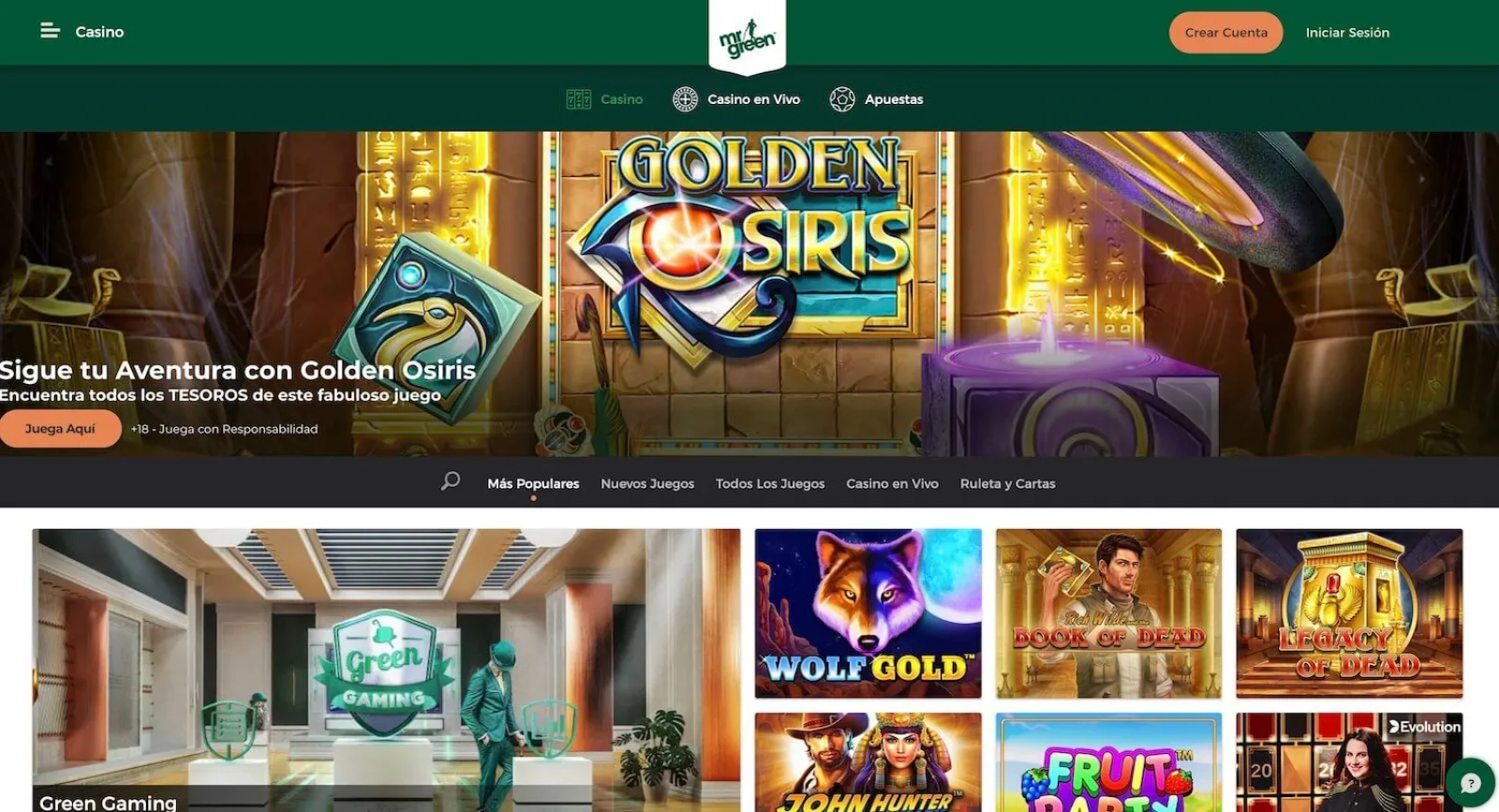 Mr Green Tragaperras y Juegos online